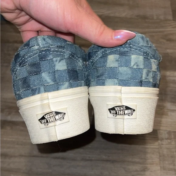 SOLD-Vans Denim Checkered Platform Shoes - Picture 4 of 4